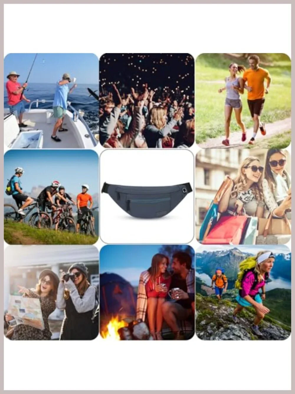 Large Fanny Pack for Men Women Sling Bag 4-Zipper Pockets